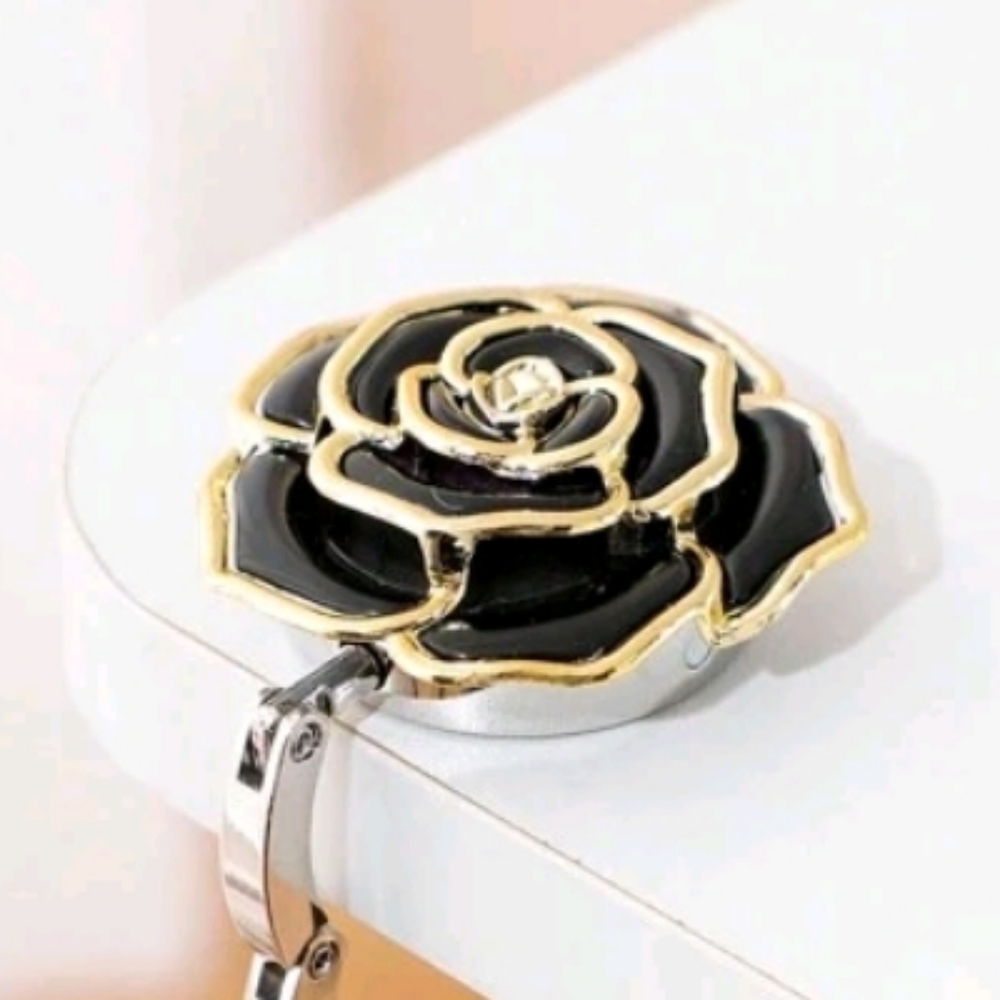 Rose Purse Hook - Black and Gold - Picture 2 of 4